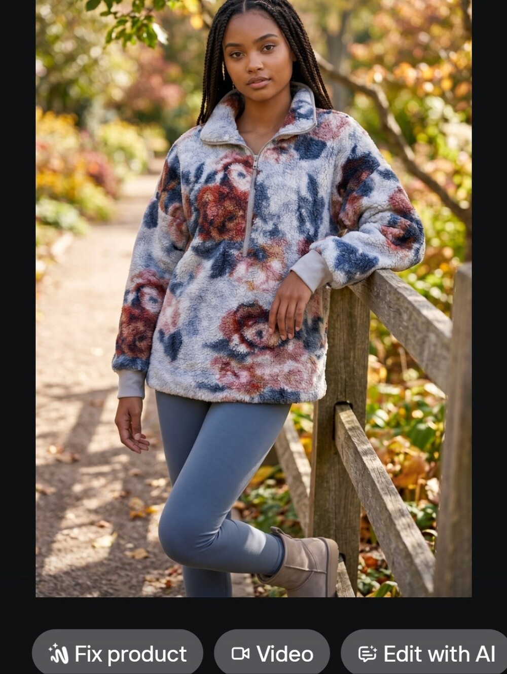 #L6 Womens 2pc Plush Floral Sherpa Pullover - Gray, Pink, Rust And Gray Leggings